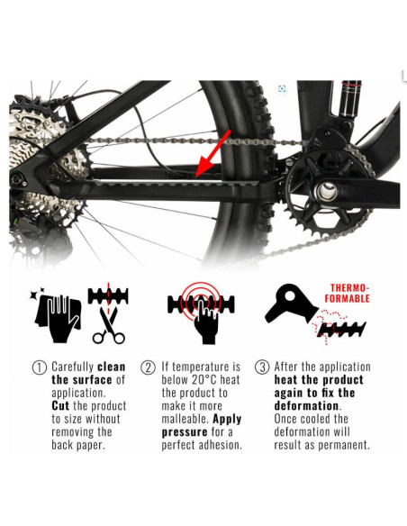 Kit Adesivo Protezione Telaio Bicicletta MTB Rhino, Carbon, 35 x