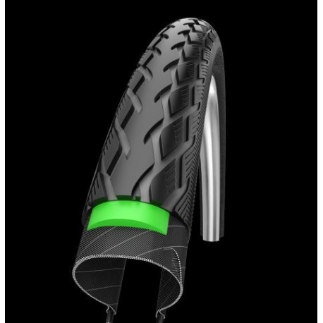 Schwalbe, Coperture, MARATHON, copertura rigida, GreenGuard, 26x1 3/8 650x35A, (37-590), colore nero - reflex, Endurance Compoun